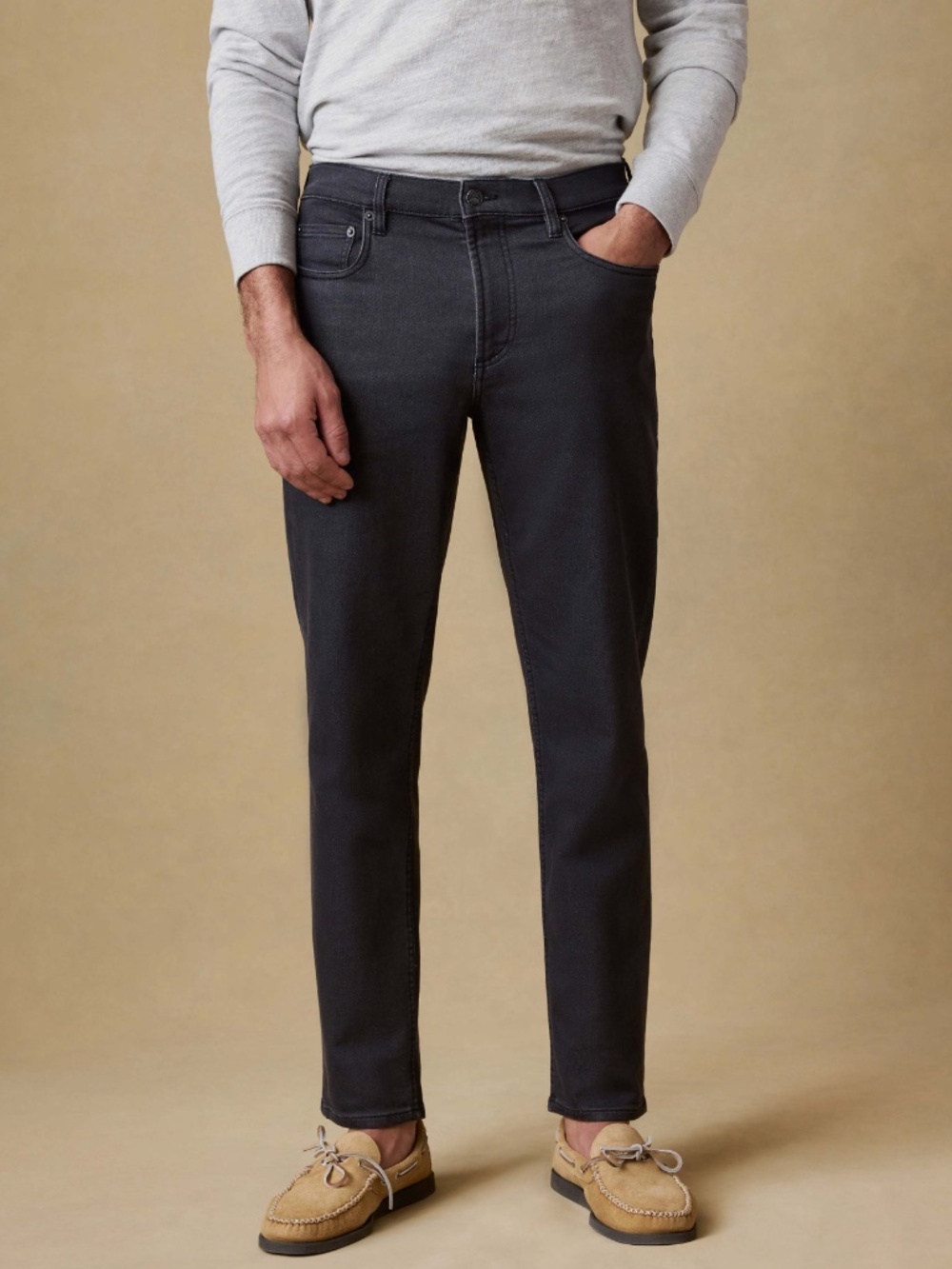 Faherty Men's Black Stretch Terry 5-Pocket Pant Onyx Black 35 x 34